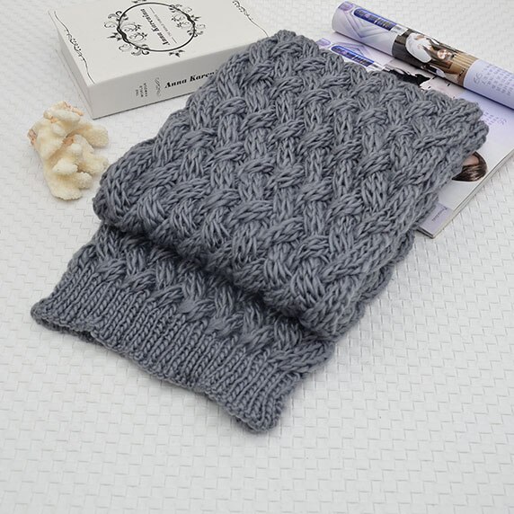 Winter dikke gebreide sjaal dames effen lang unisex dikke zachte acryl halsdoek warme zwarte sjaal 2020: Grijs