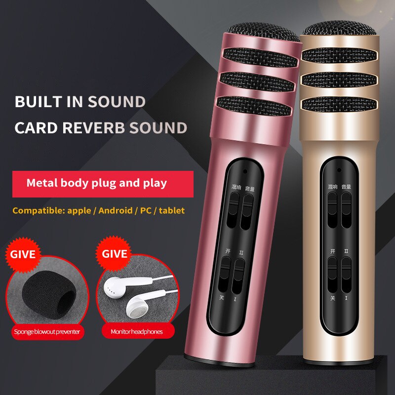 Micrófono de teléfono móvil, boquilla, dispositivo de Karaoke, canto en vivo, ancla, juego de ordenador doméstico para niños, equipo de tarjeta de sonido