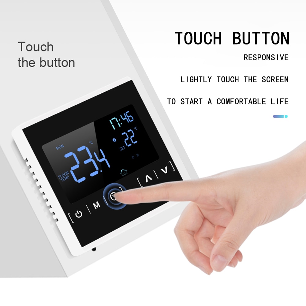 wifi LCD Touch Screen Warm Floor Heating Room Thermostat AC85-240V Water Heating Temperature Controller