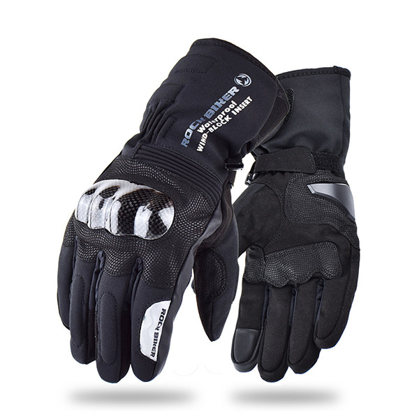 Rock BIKER Motorhandschoenen Mannen 100% Waterdicht Winddicht Winter Warm Handschoenen Touch Screen Guantes Motorrijden Handschoenen: Black / XL