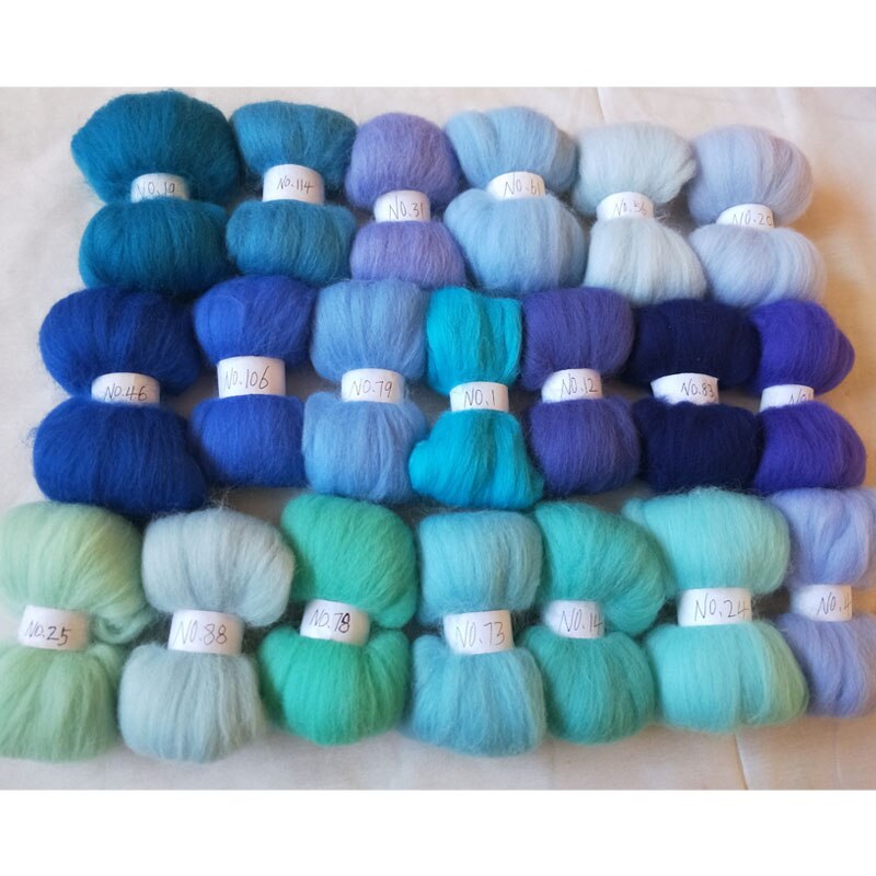 WFPFBEC 100g FELT for wool fiber combed 100% wool merino wool blue 5g/bag 20colors