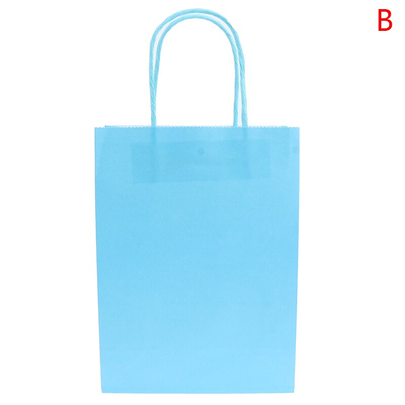 Effen Kleur Paper Party Bags Kraft Tas Met Handgrepen Recyclebaar Tas: BL