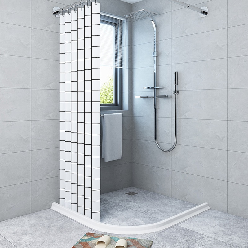 Shower Door Dam Water Stopper Collapsible Shower Threshold Water Barrier for Bathroom Kitchen NE