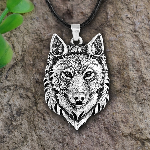 1 Pc Tibetaans Zilveren Wolf Hoofd Hanger Ketting Amulet Dier Viking Mannen Sieraden