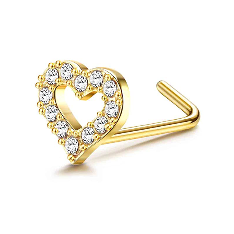 Drperfect-anillos para la nariz para mujer, tachuelas de acero quirúrgico de 20G, aro para la nariz, sacacorchos en forma de L, anillo para la nariz, joyería para Piercing en la nariz: Chapado en zinc azul