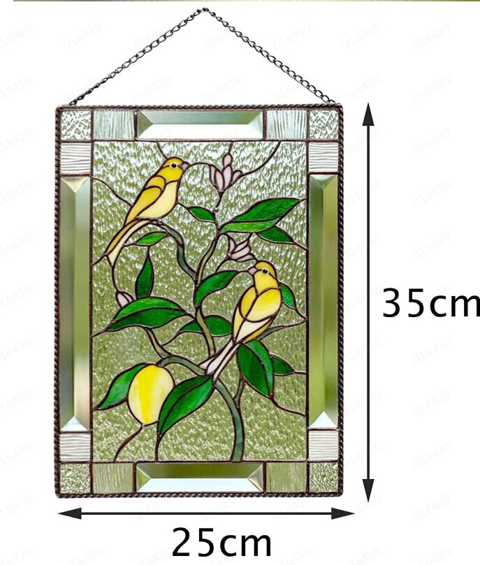 Multicolor Birds On A Wire High Stained Glass Suncatcher Window Panel Series Ornaments Pendant Home Decoration Hanging For Doors: O