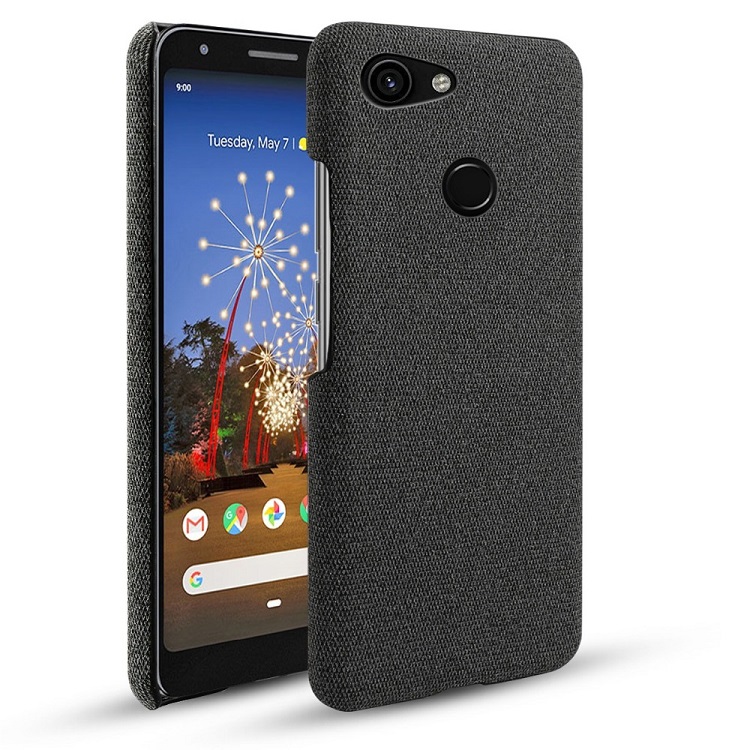 De Google para Google Pixel 3A 3A XL caso Retro tejido tela Anti-arañazos cubierta trasera de PC duro para Google Pixel 3 XL 2 XL 4 caso: For Pixel 2 XL / black color