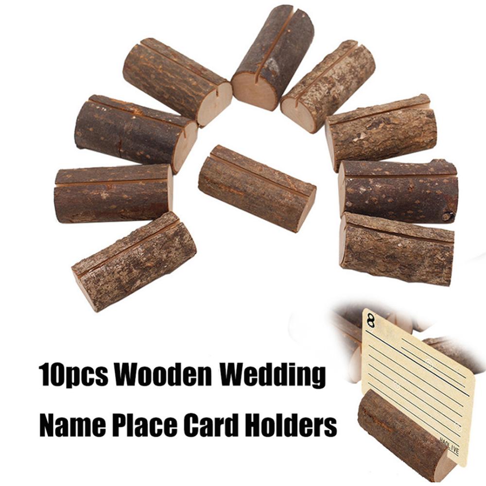 10 pièces bois Pile nom lieu carte porte-Photo naturel en bois souche forme Menu numéro pince support mariage fête Table décor: Type B 10pcs