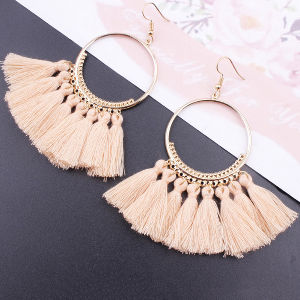 Vintage dynda spadek Tassel kolczyki dla kobiet kobieta moda oświadczenie etniczne artystyczne Boho duże kolczyki biżuteria akcesoria