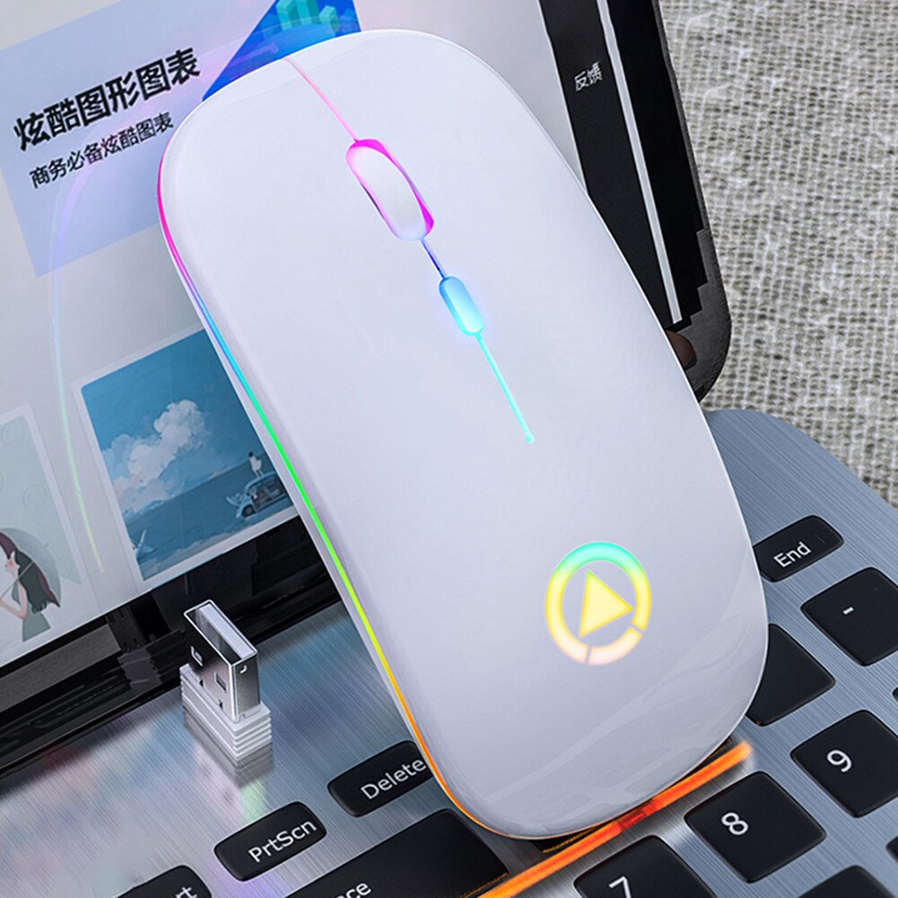 Rechargeable Wireless Mouse Computer Silent Colorful LED Mice Optical Ergonomic Gaming Mouse For Home Office PC Laptop