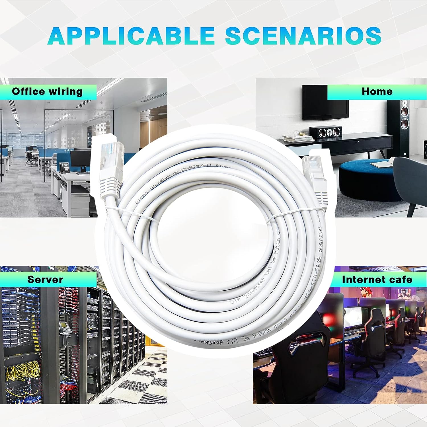 Ethernetkabel - støtter cat 5 /  cat 5e /  cat 5 rj45 datanettverksledning sprøytestøpt krystall pvc-hode for kontordatamaskin