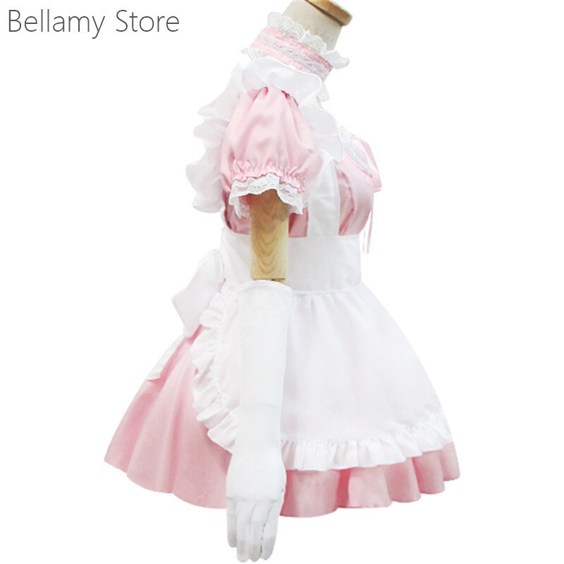 Limited Japan super cute sweetheart Pink theme uniform Maid Dress