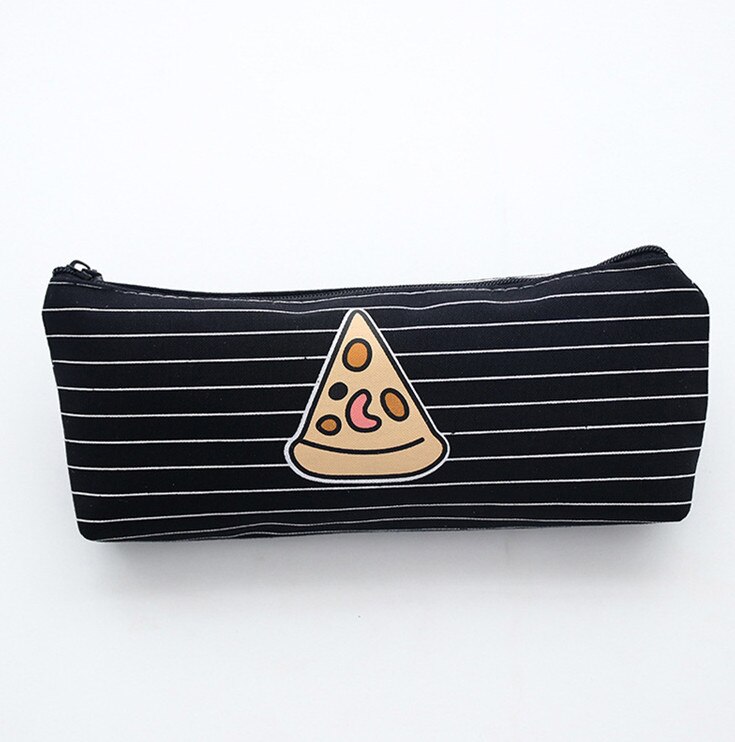 Preciosa cartuchera sencilla con estampado de pizza y patatas fritas, caja para lápices escolares para estudiantes, papelería para oficina: D-a135c