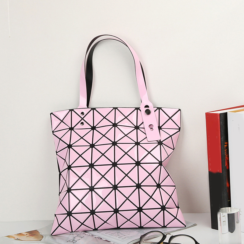 Bags Women Folding Totes Crossbody Bag Ladies Handbags Female Luminous Geometric Pattern Shoulder Messenger Purses: Pink