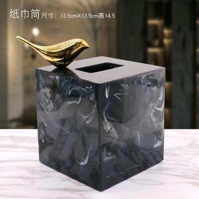 Hars Marmer Papier Tissue Box Europese Retro Bookbox Woonkamer Koffietafel Restaurant multifunctionele Tissue Handdoek Badkamer Ac: E