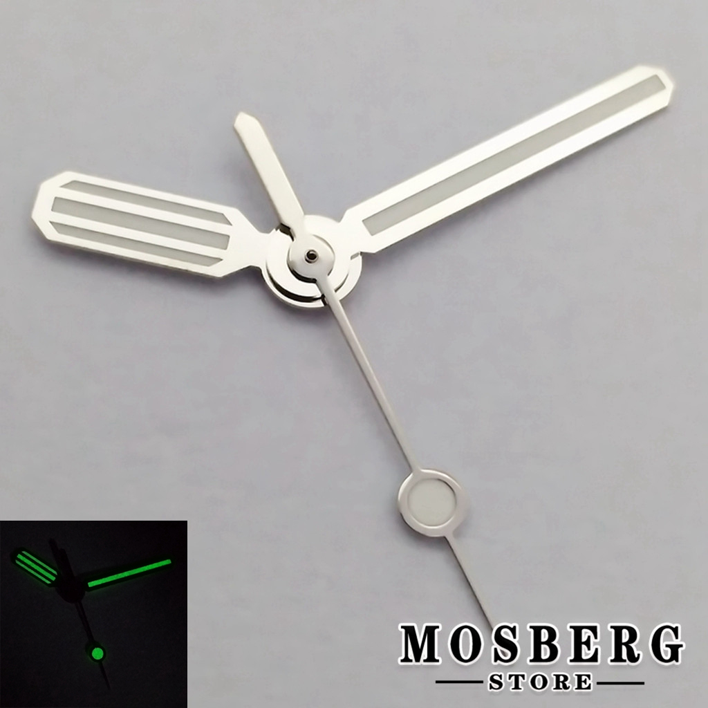 Lancette dell'orologio puntatore argento luminoso verde in forma NH35 NH36 eta2824 2836 Miyota 8215 8205 821A DG2813 3804 parti di movimento automatico
