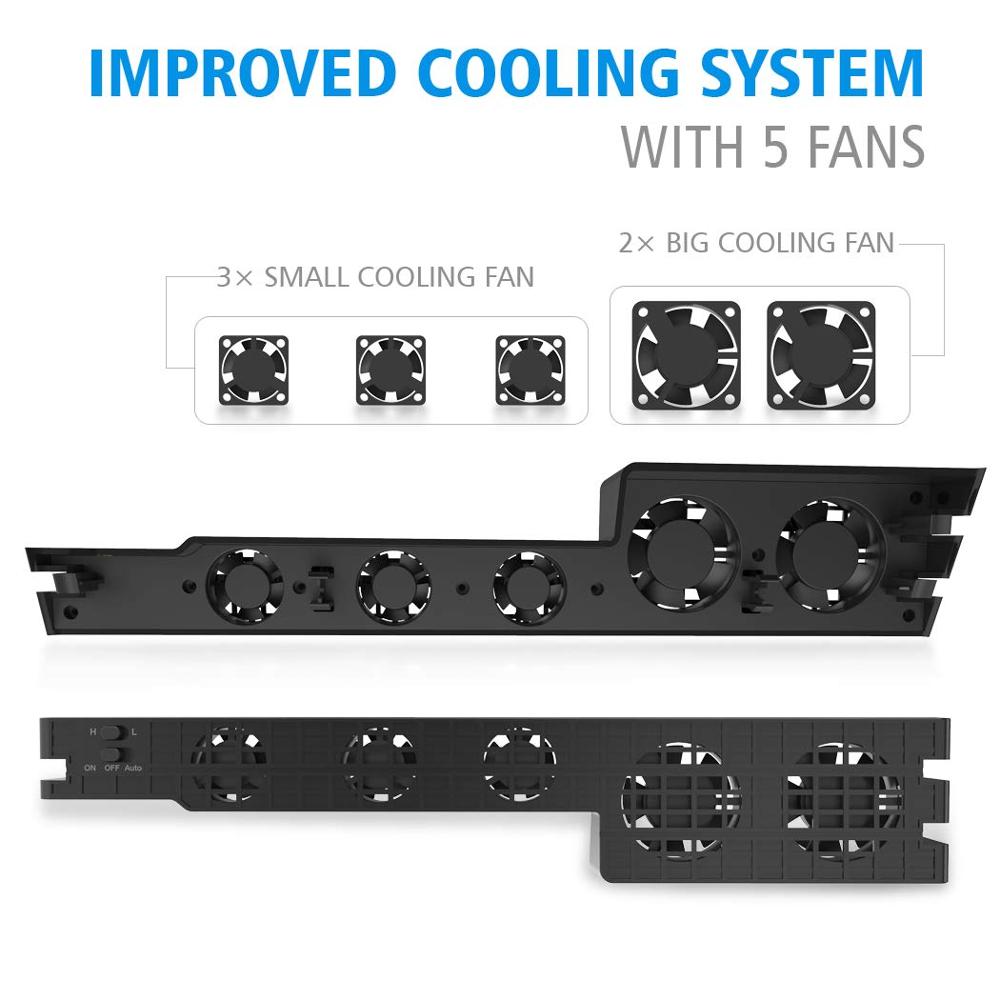 PS4 Pro Cooler Play Station 4 Pro Cooling Fan USB External 5-Fans Super Turbo Temperature Cooling Fan for PS4 Pro Console