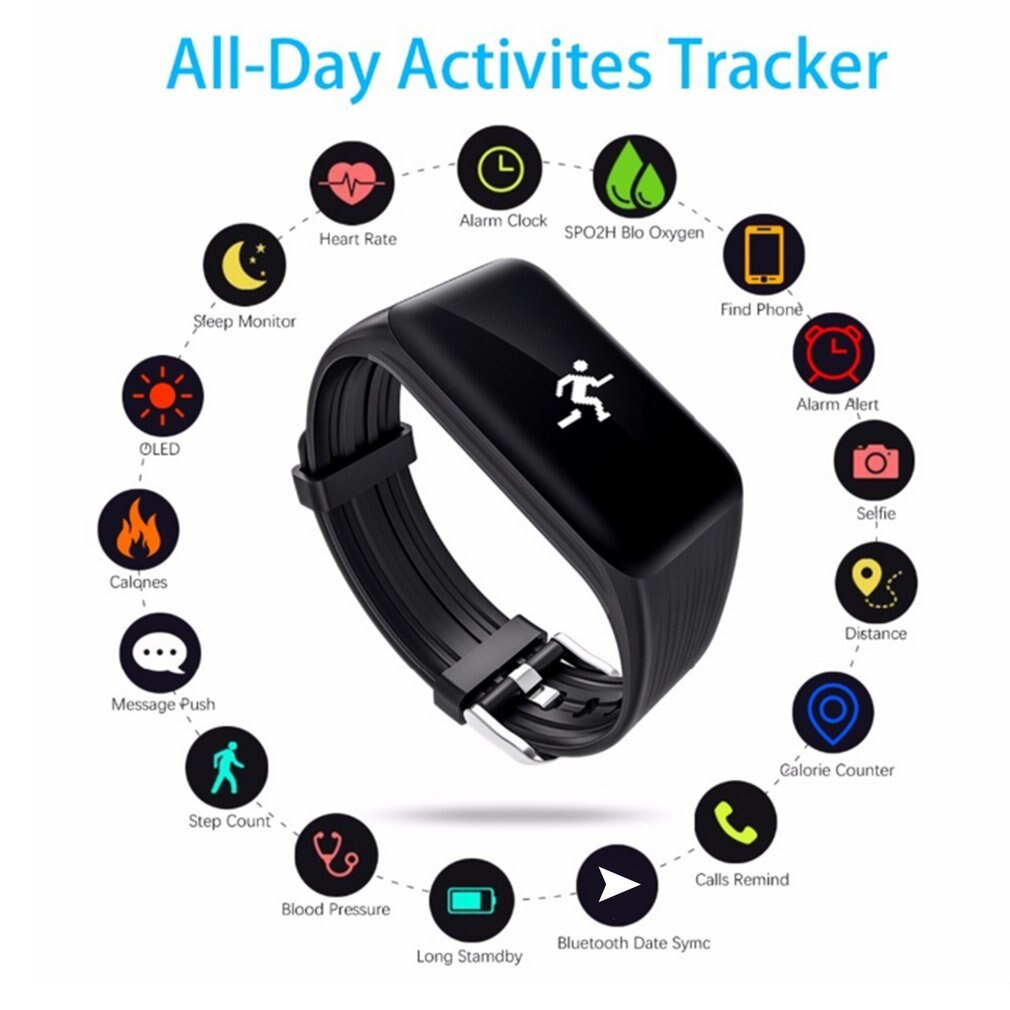 Modieuze slimme armband bluetooth smartwatch waterdicht  k1 smartwatch lichtgewicht hartslagmeter