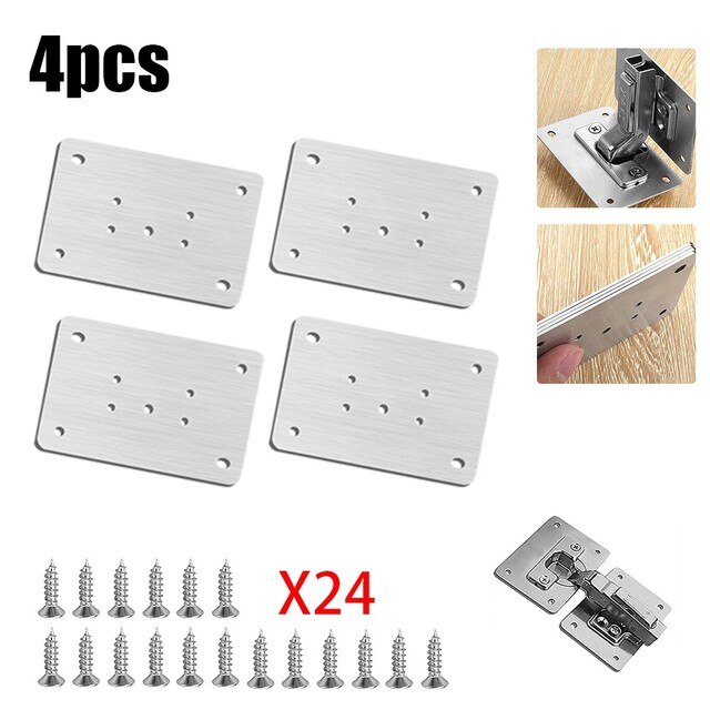 Hinge Repair Plate For Cabinet Furniture Drawer Stainless Steel Door Panels Table Base Hinge Cup Repair Board Fix Bracket: 4pc B