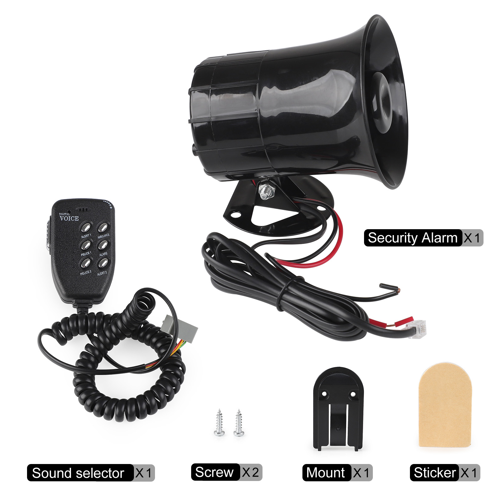 100W 6 Auto Car Truck Vehicle Speaker Warning Alarm SirenFire Ambulance Horn Loudspeaker Sound Tone Loud Horn Motorcycle