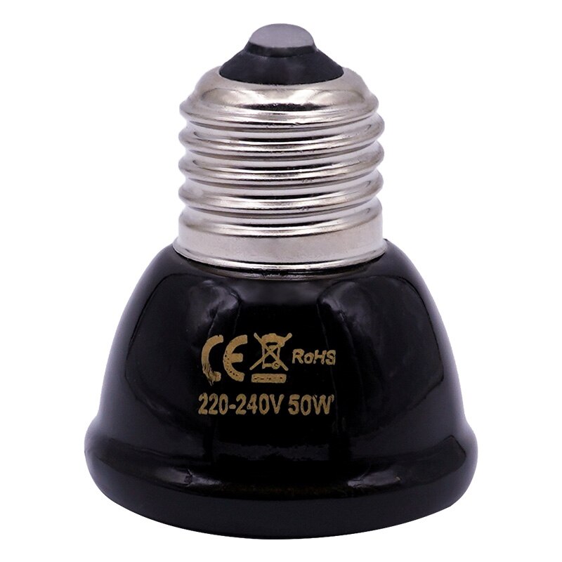 25W 50W 75W 100W E27 lampada riscaldante per animali domestici lampadina a infrarossi in ceramica nera a infrarossi lampadina per animali domestici lampada per rettili 220-230V: 50w