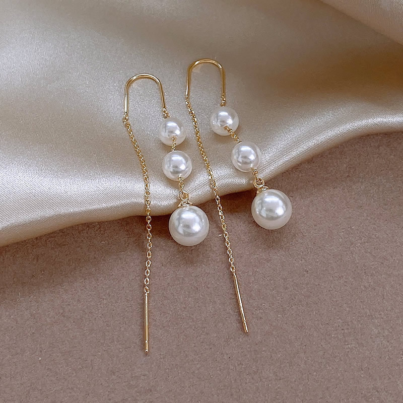 Glanzende lange oorbellen met kwastjes en glitter voor dames, lange oorbellen met kettinghangers, perfect als sieraden voor bruiloften en feestjes.: Warm stempelen