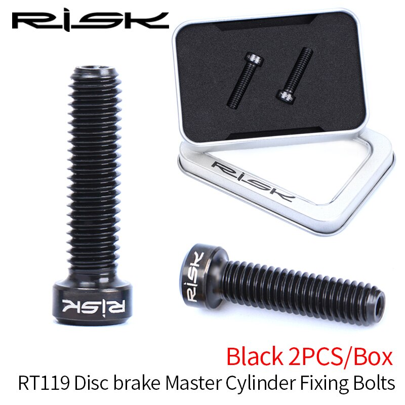 RISK-tornillos de titanio para fijación de frenos de disco de bicicleta, pinza hidráulica de aceite, manivela: Cylinder Bolt-Black