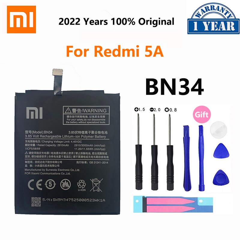 XiaoMi-Batería de repuesto para teléfono Redmi Hongmi Note 3, 3S, 4, 4A, 4X, 5, 5A, 5X, 6, 6, 7, 7A, Go Pro Plus, A2 Lite, BN41, BN31, BM47: BN34 Redmi 5A