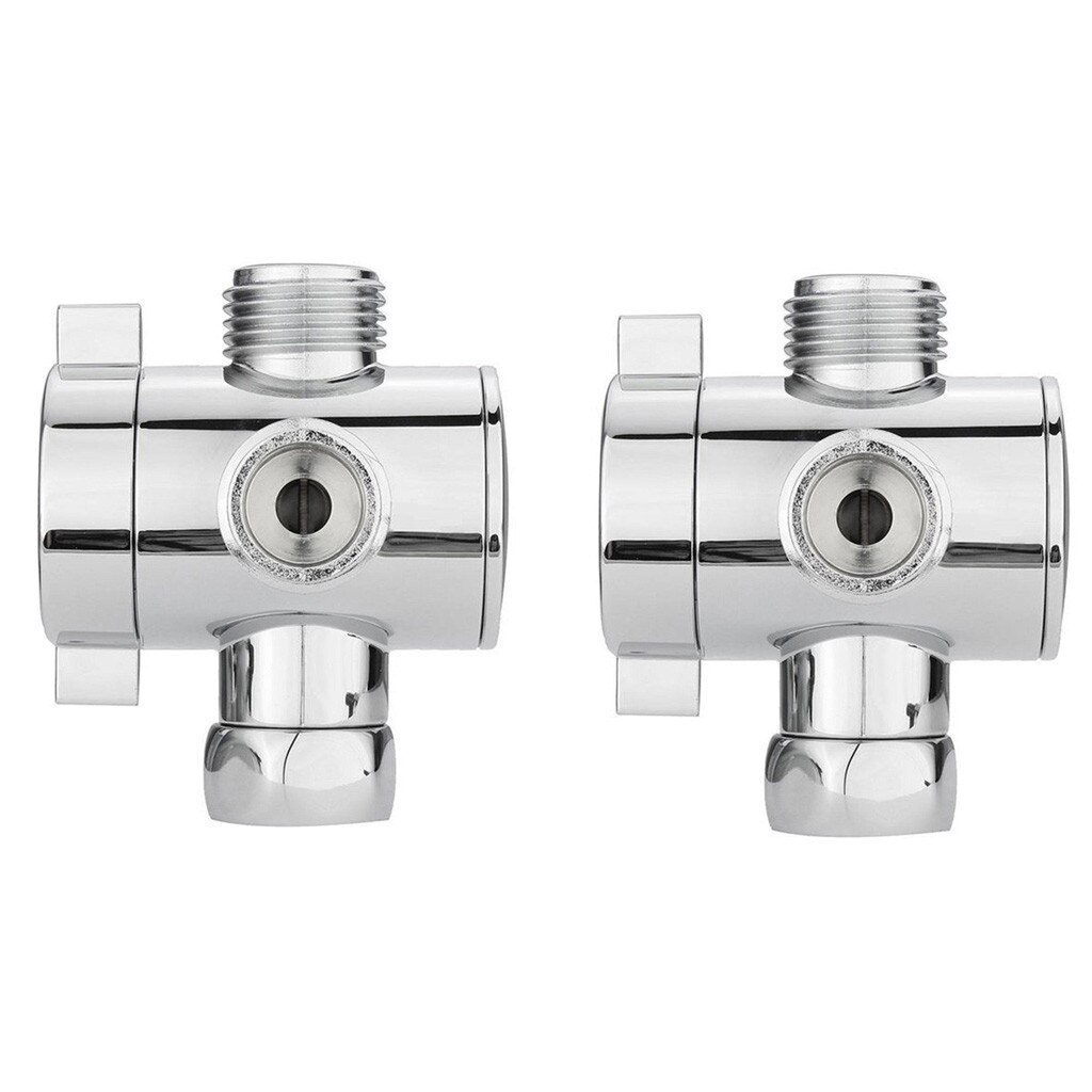 1/2 Inch ABS Chrome 3 Way Diverter Hose Fitting Tee T Shape Adapter Connector for Angle Valve Hose Bath Shower Arm Toilet Douche: 2pcs