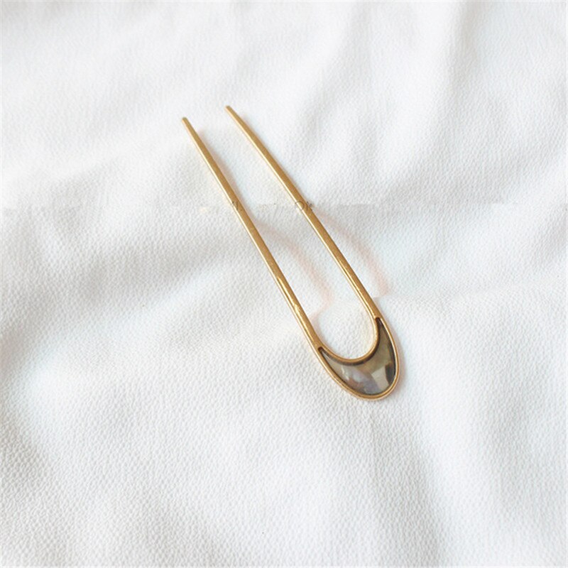 AOMU Simple Versatile Metal Gold Hair Sticks Headdress Trend U-Shaped Large Hairpin for Women Vacation Hair Accessories: 7