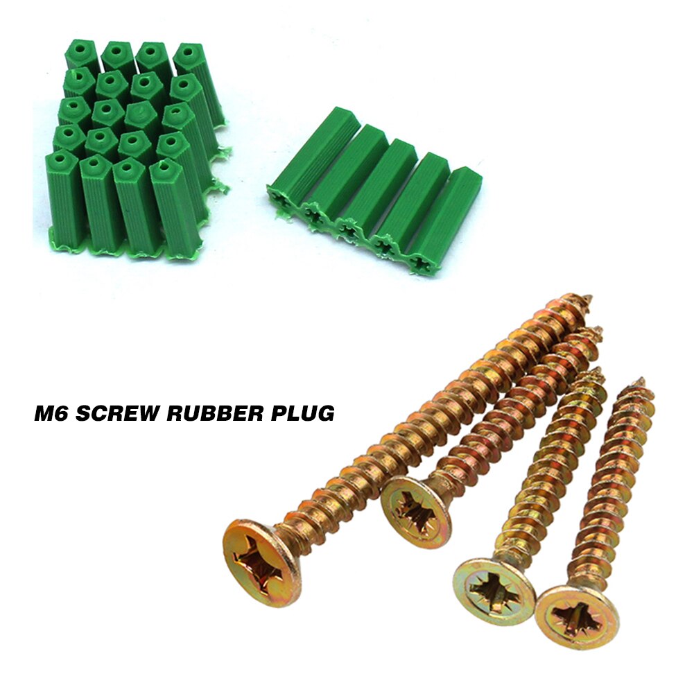 100pcs Plastic expansion pipe green wall plug rubber anchor plug self tapping screw expansion tube