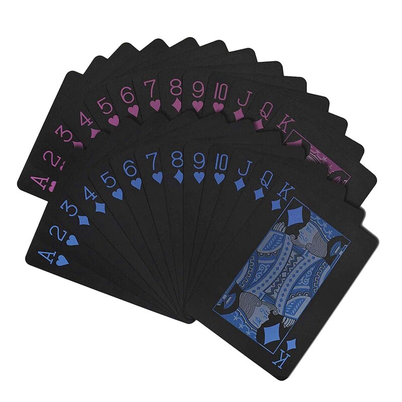 2 Decks of Waterproof Poker Cards, Plastic PVC Playing Cards with Box Perfect for Party and Game, 1 Blue + 1 Red: Default Title