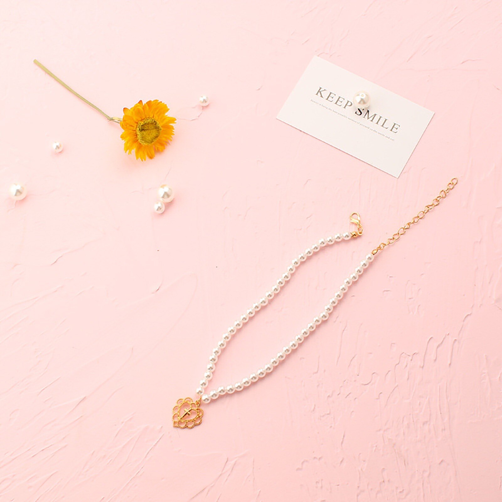 Gioielli con collana girocollo di perle dolci per donne di moda perline romantiche girocolli a catena regalo di compleanno gioielli per feste: 5
