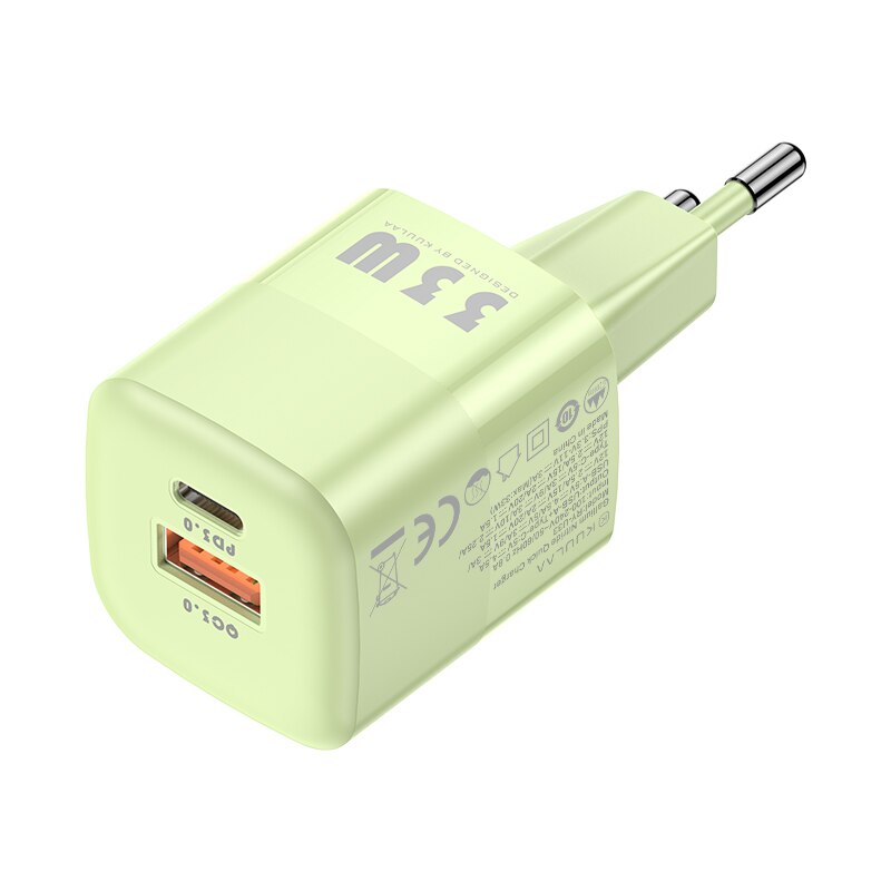 Kuulaa 33W Gan Charger Usb C Type C Pd Draagbare Oplader Snel Opladen Voor IPhone13 12 11 Max Pro xs 8 Plus Ipad Air 4 Ipad Mini: EU Green