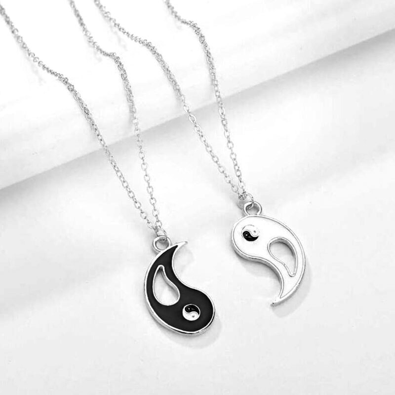 2 stück Freundschaft Halskette Yin yang Anhänger BFF Nähte Schmuck Beste Freunde Paar Halsketten Sets für Frauen Männer