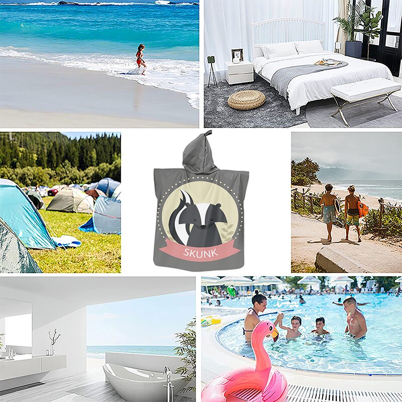 Niño baño Poncho tela de microfibra Poncho niños niñas verano Poncho de playa traje de Natación en Piscina Toalla de playa Toallas secas con capucha