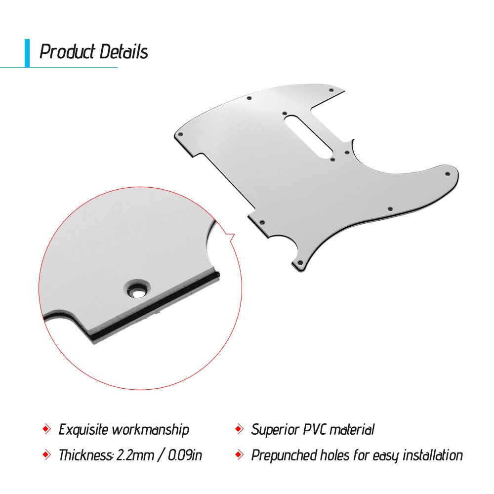 3Ply Guitar Pickguard with Single Coil Pickup Hole for Telecaster Style Electric Guitar Pick Guard of Guitar Parts &amp; Accessories