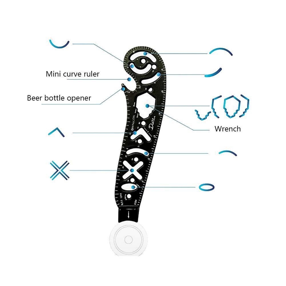 Multi-Function Drawing Tool Versatile Utensil Drawing Curved Ruler Mini Compass Protractor Combo Patterns Multi-Function r25