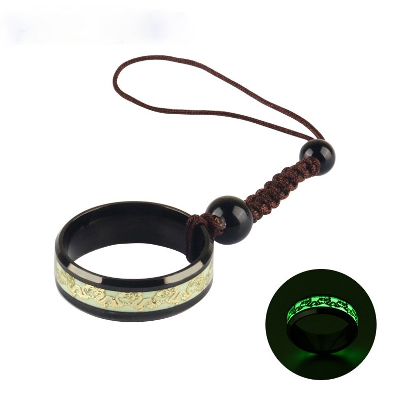 Telefoon Lanyard Korte Telefoon Keten Mannen Vrouwen Fall-Slip Hanger Hanger Chinese Stijl Titanium Staal Lichtgevende Draak Ring