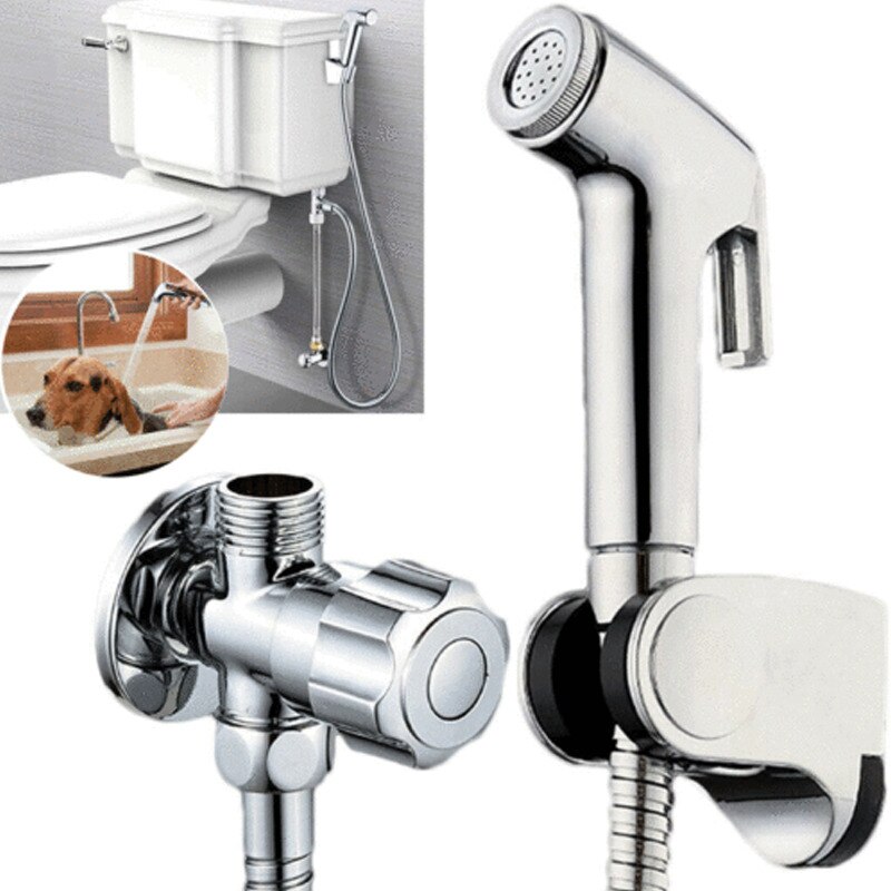 Bidet rustfrit stål badeværelse bidet toiletsprøjte sæt-håndholdt håndbruser selvrensende rustfrit