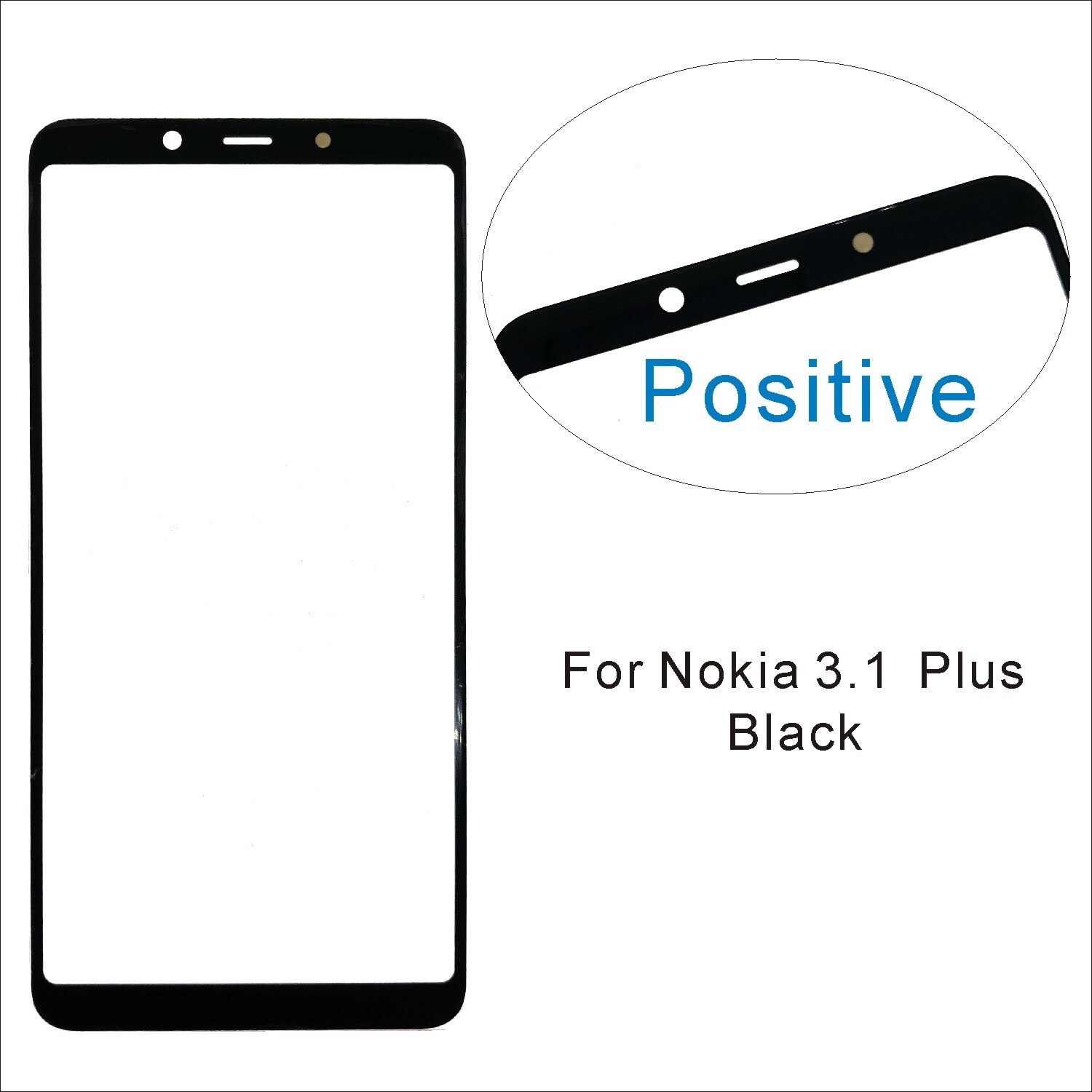 5.5'' (No Mobile Touch Screen) Outer Glass For Nokia 1 Plus 2.1 2.3 3.1 Plus 5.3 6.1 6.2 7.2 Front Glass Panel cover Replacement: 3.1Plus Black