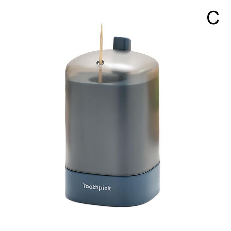 Automatic Toothpick Holder Bamboo Dispenser Toothpick Jar Toothpick Toothpick Dispenser Home Pressure Hand Dispenser Storag K0Y2: Blue
