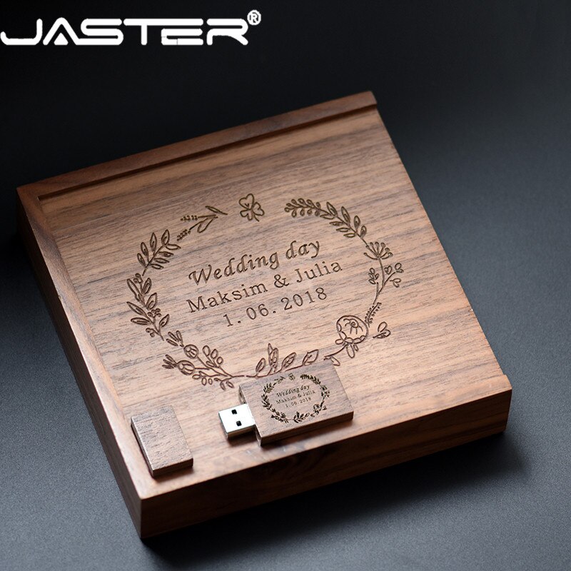 Jaster usb 2.0 gratis logo esdoorn fotoalbum hout + doos usb-stick pendrive 8gb 16gb 32gb 64gb fotografie  (170*170*35 mm