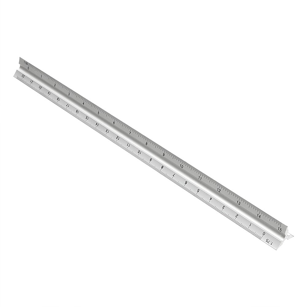 DIYWORK 30cm Aluminum Alloy Architect Engineer Technical Ruler Drawing Ruler Measuring Tools Multi-proportion Triangle Scale