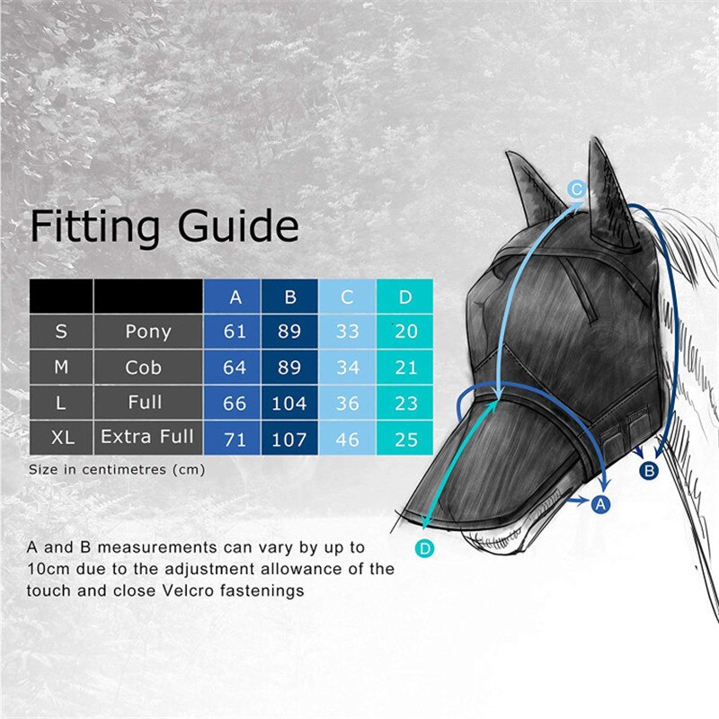 Paard Afneembare Mesh Masker Paard Fly Masker Met Oor Bescherming Volledige Gezicht Maskers Anti-Muggen Paardensport Levert Paard Apparatuur