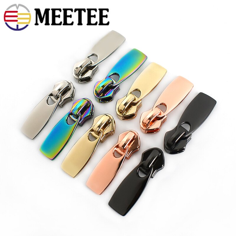Meetee 10pcs 5# Zipper Silder for Nylon Zip for Jacket Pocket Zippers Head Puller DIY Zips Repair Replacement Sewing Accessories