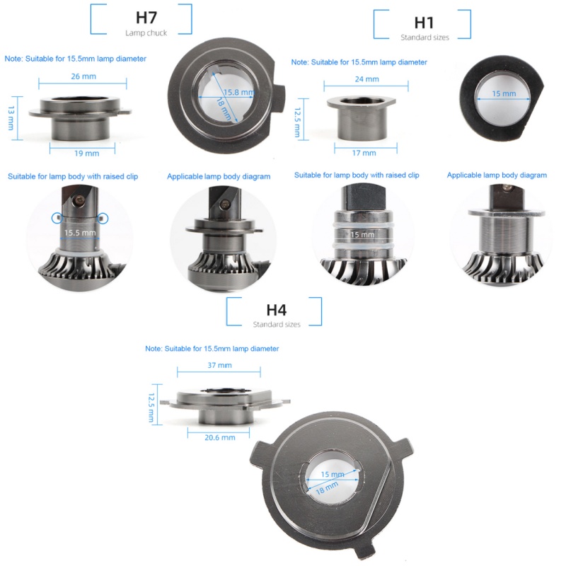 Adaptador de Base para bombilla de faro LED de coche, soporte de enchufe HB4/HB3/H11/H7/H4/H3/H1, Clips de sujeción para lámpara de cabeza, 1 unidad