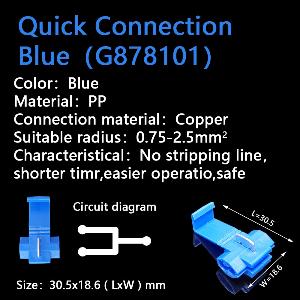 Scotch Lock colours Electric Wire Cable Connectors Quick Splice Terminals Crimp Non Destructive Without Breaking Line AWG 22-18: (G878101) Blue / 5 PCS