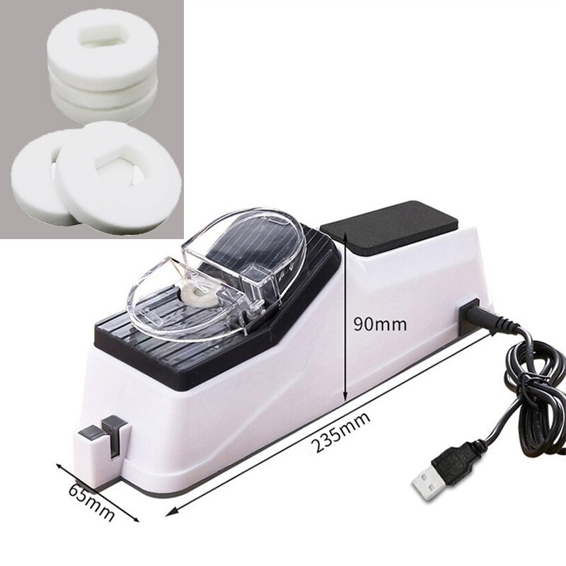 USB Electric Knife Sharpener Adjustable For Kitchen Knives Tool Knife Scissor Sharpening White Medium And Fine Grinding Blade: Default Title