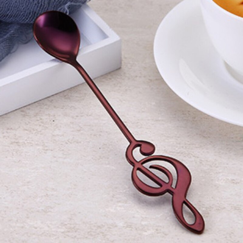 S Rvs Muzieknoot Koffie Roeren Lepel Suiker Ijs Mok Dessert Thee Lepel: Purple